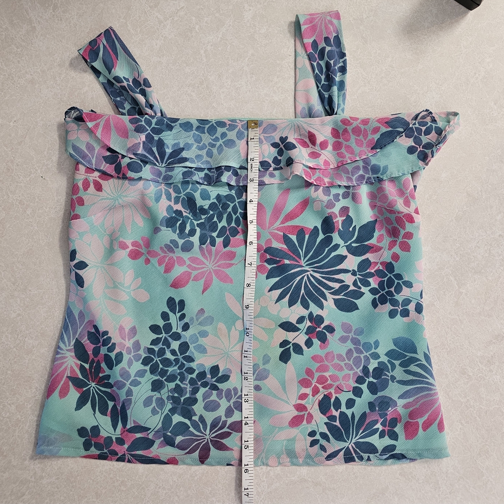 Mixit Floral Ruffle Top - Blue and Pink - Picture 4 of 7